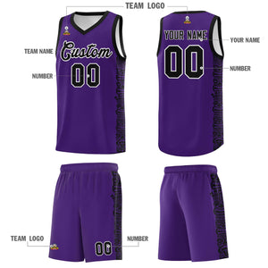 Custom Purple Black Personalized Indians Pattern Sets Sports Uniform Basketball Jersey