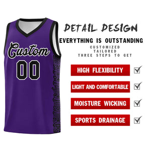 Custom Purple Black Personalized Indians Pattern Sets Sports Uniform Basketball Jersey