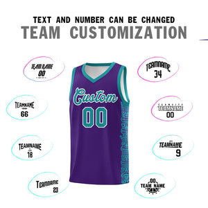 Custom Purple Aqua Personalized Indians Pattern Sets Sports Uniform Basketball Jersey