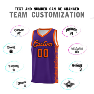 Custom Purple Orange Personalized Indians Pattern Sets Sports Uniform Basketball Jersey