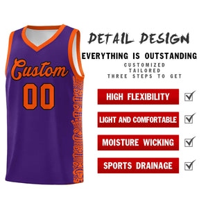 Custom Purple Orange Personalized Indians Pattern Sets Sports Uniform Basketball Jersey