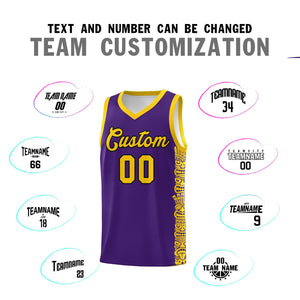 Custom Purple Gold Personalized Indians Pattern Sets Sports Uniform Basketball Jersey