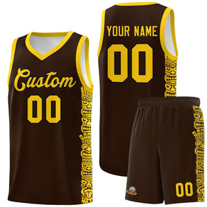 Custom Brown Gold Personalized Indians Pattern Sets Sports Uniform Basketball Jersey