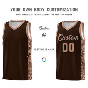 Custom Brown Teabrown Personalized Indians Pattern Sets Sports Uniform Basketball Jersey