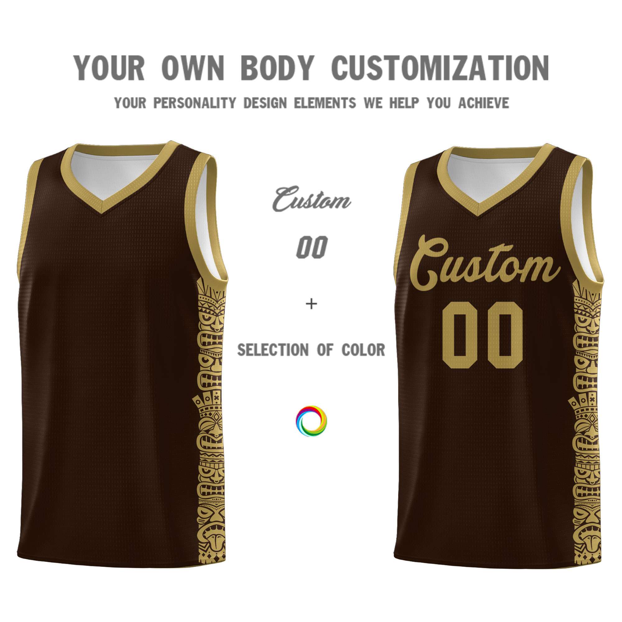 Custom Brown Desert Yellow Personalized Indians Pattern Sets Sports Uniform Basketball Jersey