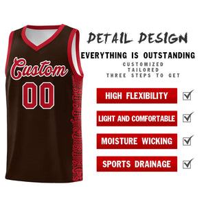 Custom Brown Red Personalized Indians Pattern Sets Sports Uniform Basketball Jersey