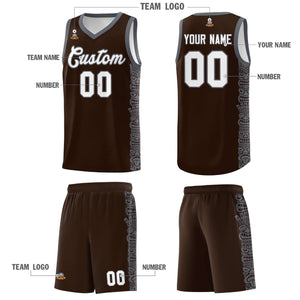 Custom Brown Dark Gray Personalized Indians Pattern Sets Sports Uniform Basketball Jersey