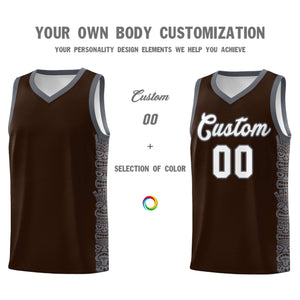 Custom Brown Dark Gray Personalized Indians Pattern Sets Sports Uniform Basketball Jersey