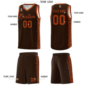 Custom Brown Texas Orange Personalized Indians Pattern Sets Sports Uniform Basketball Jersey