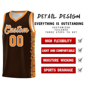 Custom Brown Orange Personalized Indians Pattern Sets Sports Uniform Basketball Jersey