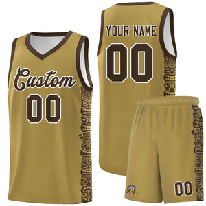 Custom Desert Yellow Brown Personalized Indians Pattern Sets Sports Uniform Basketball Jersey