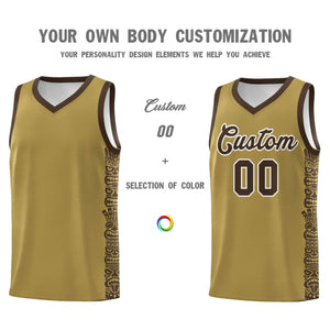 Custom Desert Yellow Brown Personalized Indians Pattern Sets Sports Uniform Basketball Jersey