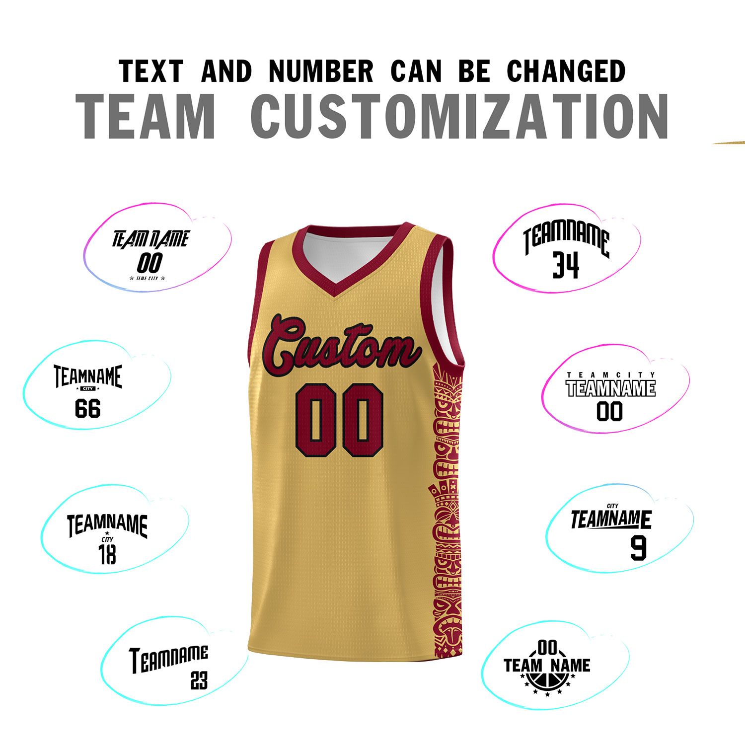 Custom Khaki Crimson Personalized Indians Pattern Sets Sports Uniform Basketball Jersey