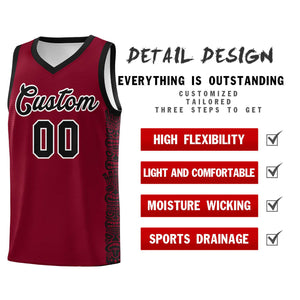 Custom Crimson Black Personalized Indians Pattern Sets Sports Uniform Basketball Jersey