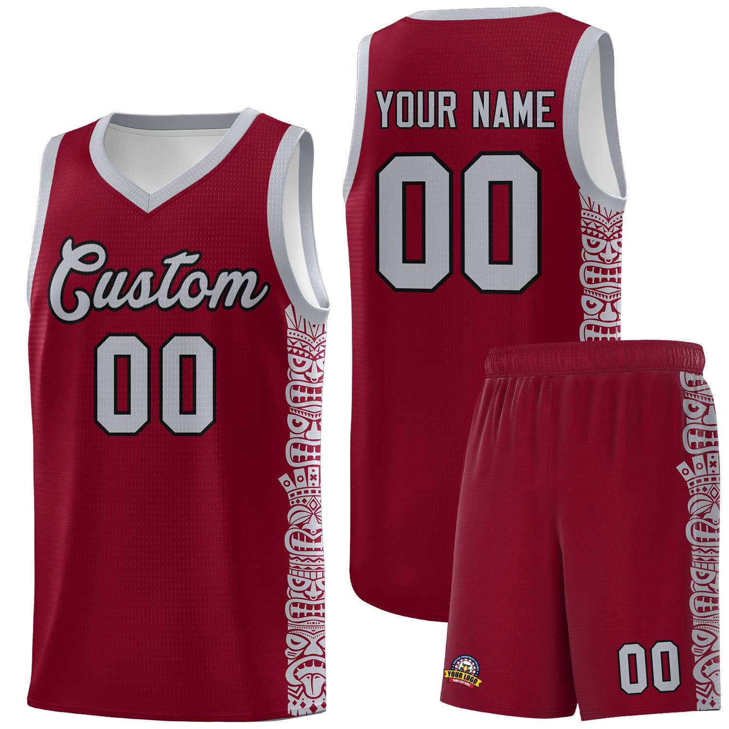 Custom Crimson Gray Personalized Indians Pattern Sets Sports Uniform Basketball Jersey