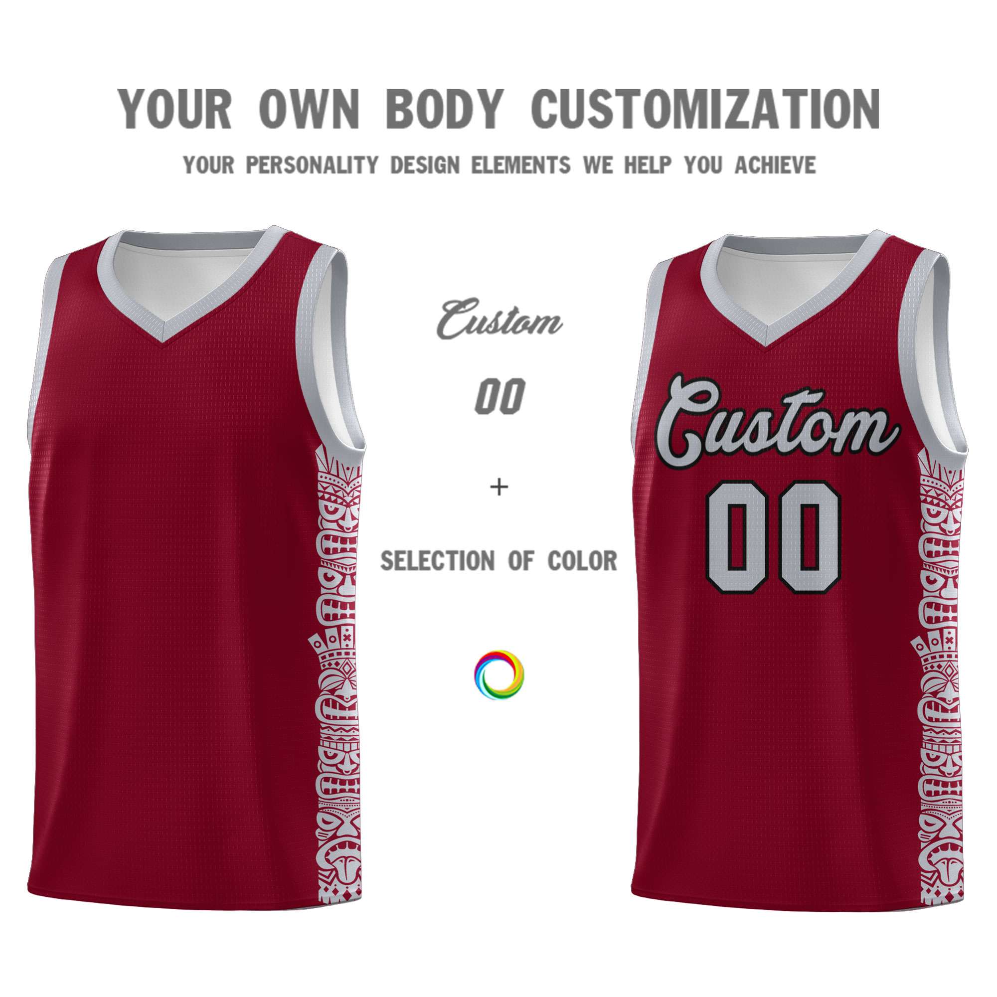 Custom Crimson Gray Personalized Indians Pattern Sets Sports Uniform Basketball Jersey