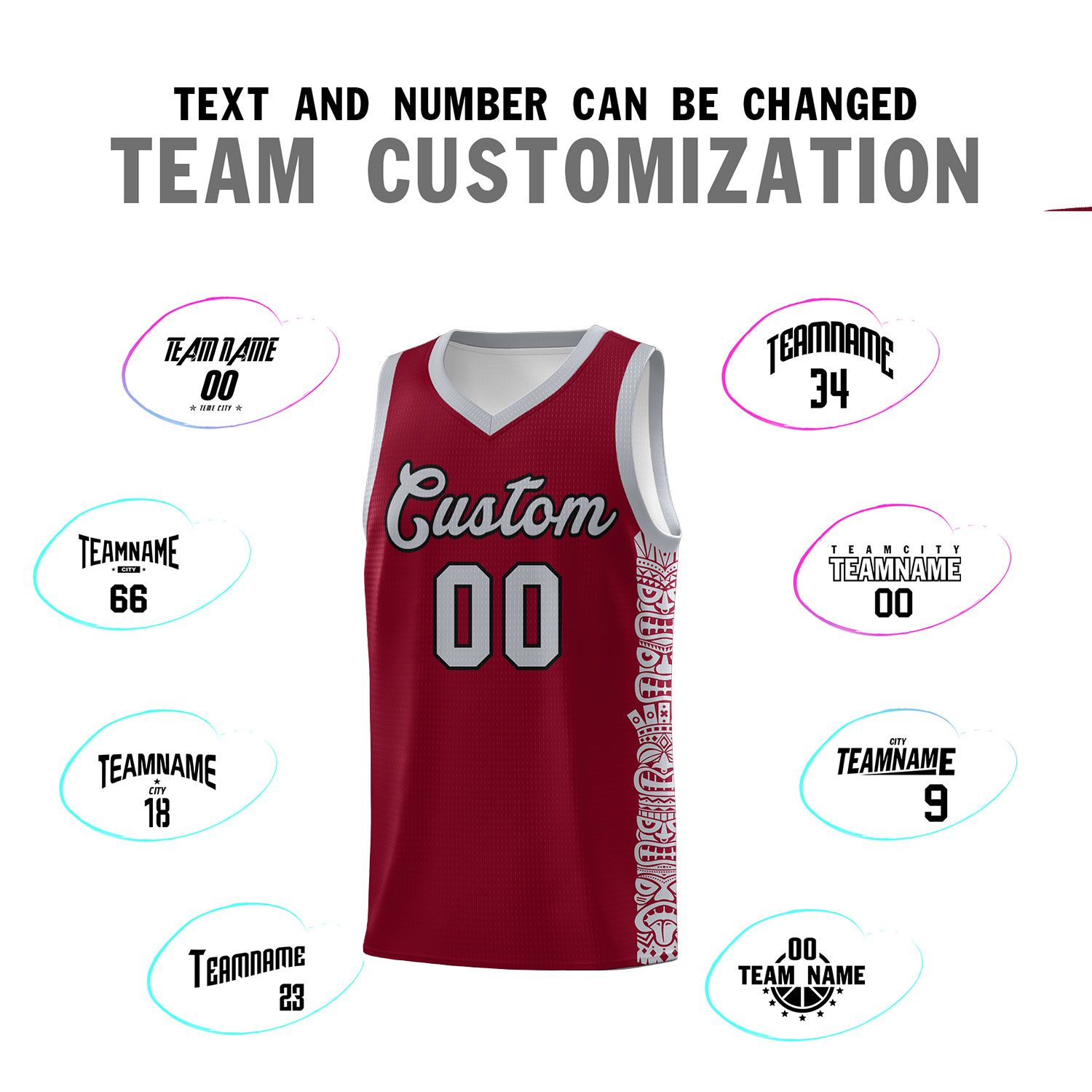 Custom Crimson Gray Personalized Indians Pattern Sets Sports Uniform Basketball Jersey