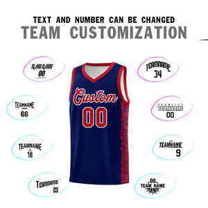 Custom Navy Red Personalized Indians Pattern Sets Sports Uniform Basketball Jersey