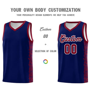 Custom Navy Crimson Personalized Indians Pattern Sets Sports Uniform Basketball Jersey