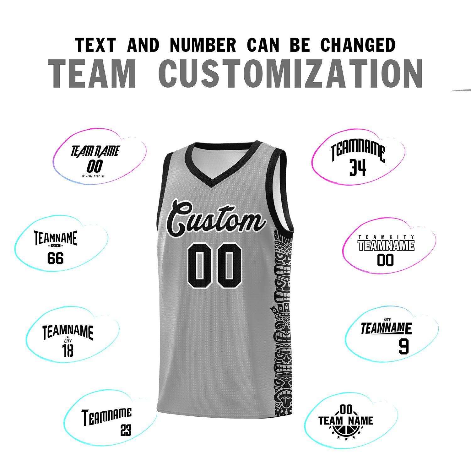 Custom Gray Black Personalized Indians Pattern Sets Sports Uniform Basketball Jersey