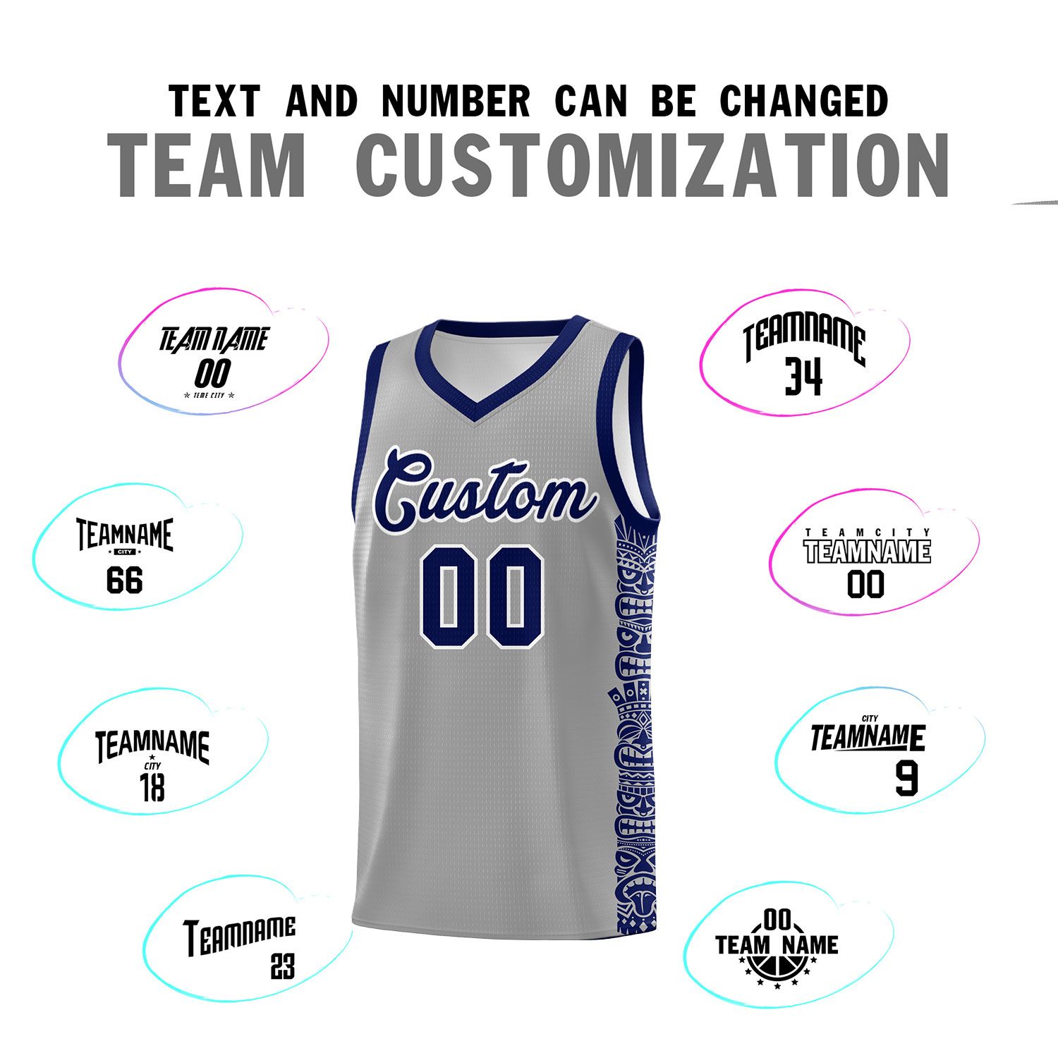 Custom Gray Royal Personalized Indians Pattern Sets Sports Uniform Basketball Jersey