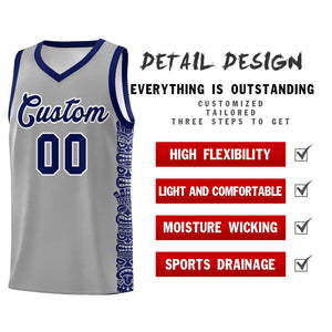 Custom Gray Royal Personalized Indians Pattern Sets Sports Uniform Basketball Jersey