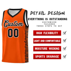 Custom Orange Black Personalized Indians Pattern Sets Sports Uniform Basketball Jersey