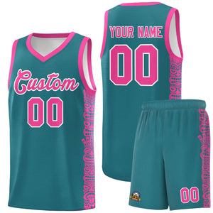 Custom Aqua Pink Personalized Indians Pattern Sets Sports Uniform Basketball Jersey