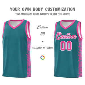 Custom Aqua Pink Personalized Indians Pattern Sets Sports Uniform Basketball Jersey