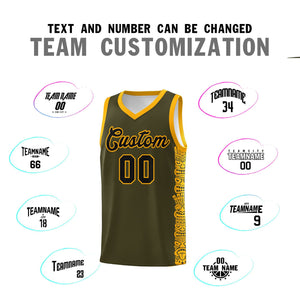 Custom Olive Yellow Personalized Indians Pattern Sets Sports Uniform Basketball Jersey