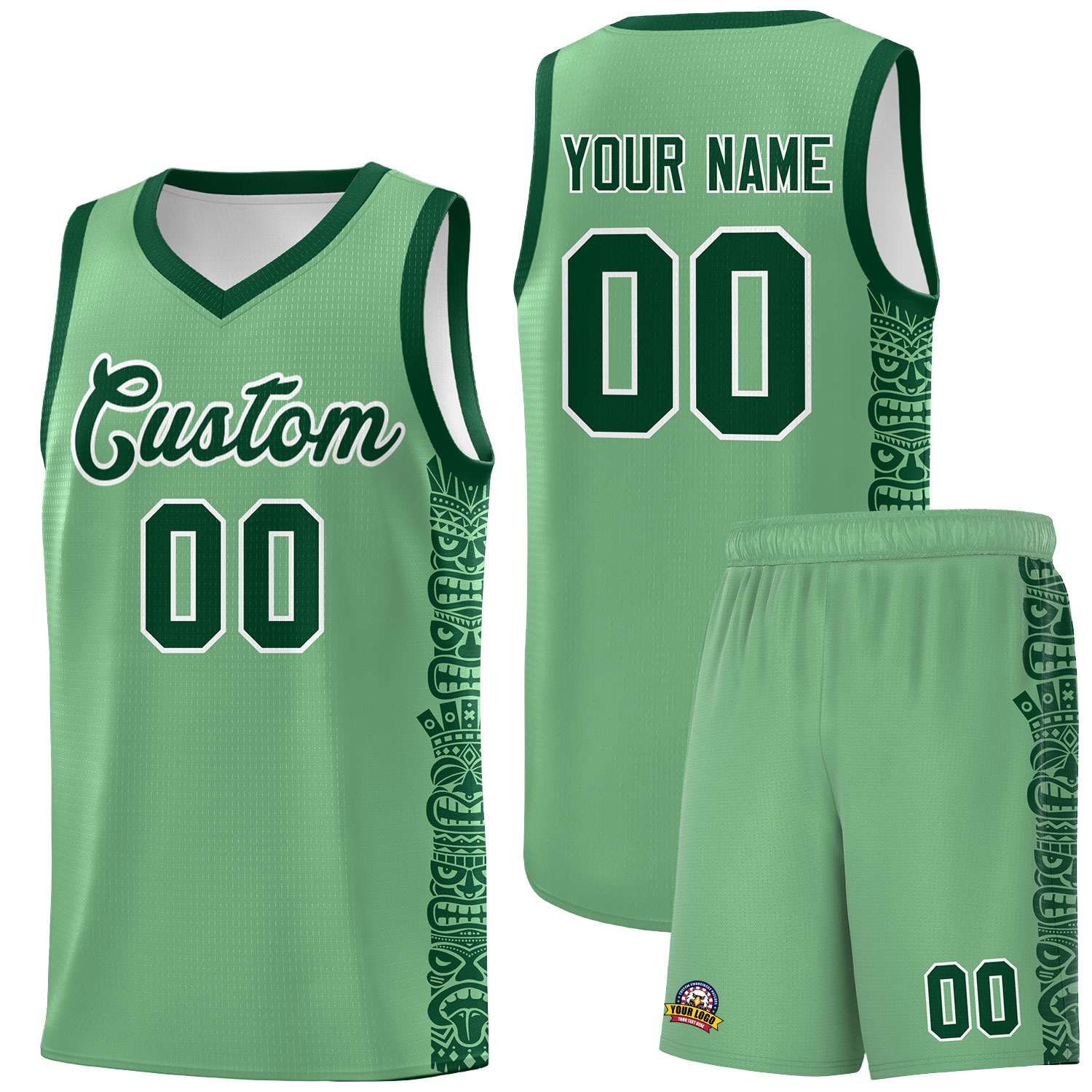 Custom Green Green Personalized Indians Pattern Sets Sports Uniform Basketball Jersey