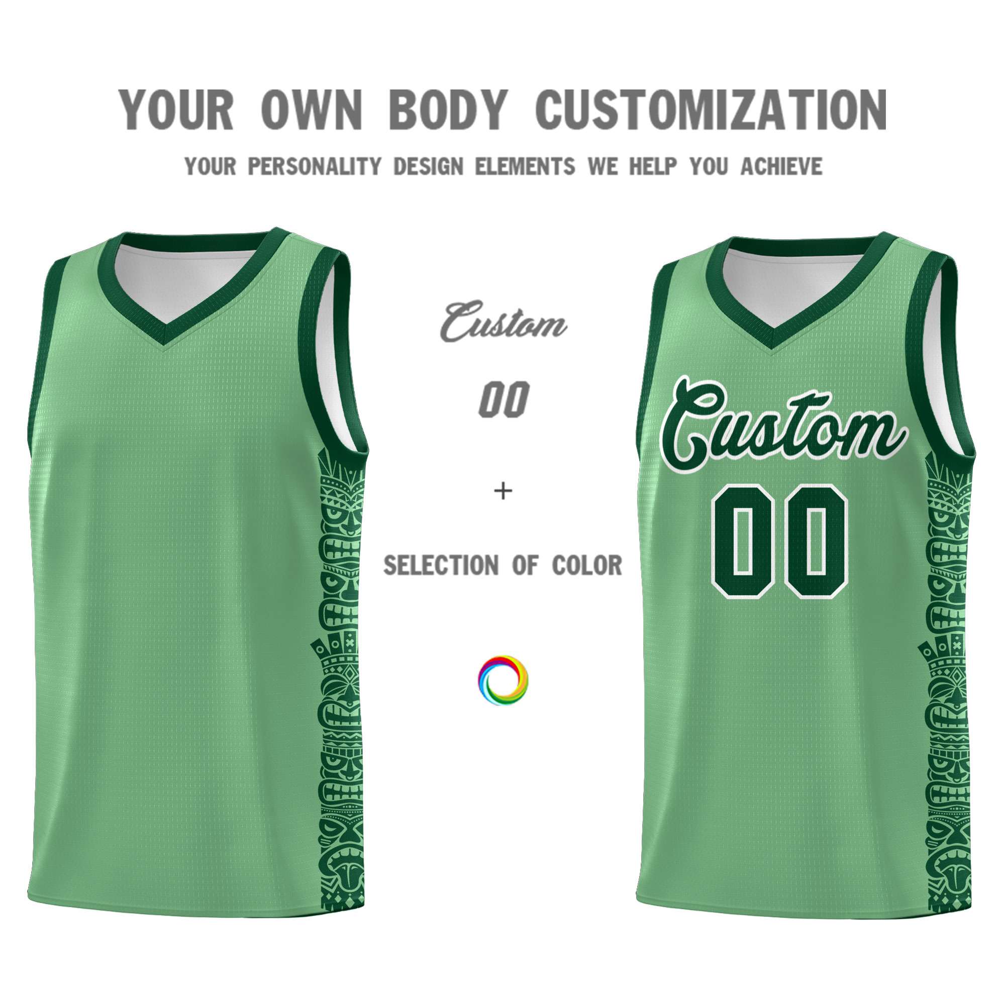 Custom Green Green Personalized Indians Pattern Sets Sports Uniform Basketball Jersey