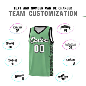 Custom Green Black Personalized Indians Pattern Sets Sports Uniform Basketball Jersey