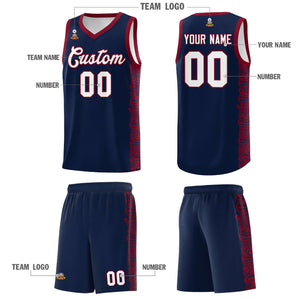 Custom Navy Crimson Personalized Indians Pattern Sets Sports Uniform Basketball Jersey