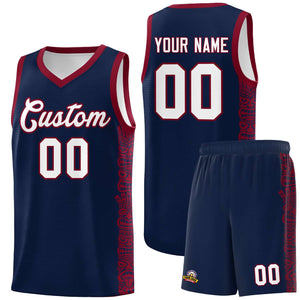 Custom Navy Crimson Personalized Indians Pattern Sets Sports Uniform Basketball Jersey