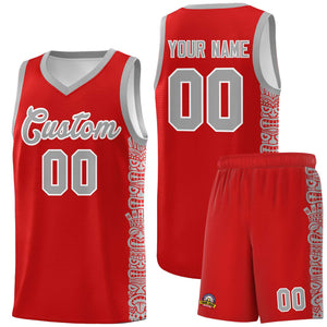 Custom Red Gray Personalized Indians Pattern Sets Sports Uniform Basketball Jersey