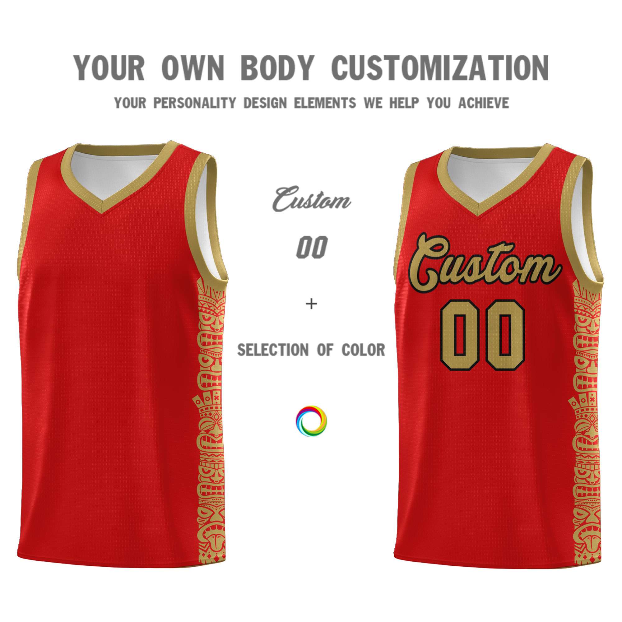 Custom Red Desert Yellow Personalized Indians Pattern Sets Sports Uniform Basketball Jersey