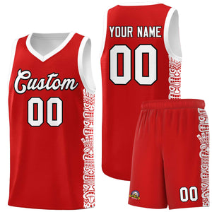 Custom Red White Personalized Indians Pattern Sets Sports Uniform Basketball Jersey