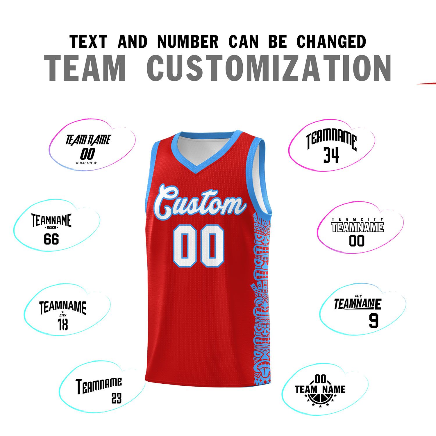 Custom Red Powder Blue Personalized Indians Pattern Sets Sports Uniform Basketball Jersey