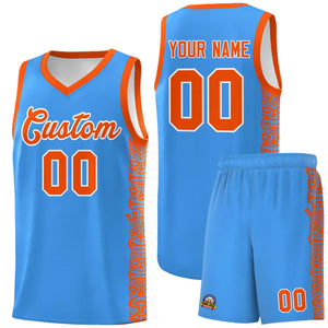 Custom Powder Blue Orange Personalized Indians Pattern Sets Sports Uniform Basketball Jersey