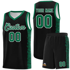 Custom Black Kelly Green Personalized Indians Pattern Sets Sports Uniform Basketball Jersey