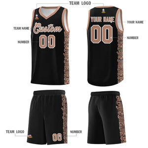 Custom Black Teabrown Personalized Indians Pattern Sets Sports Uniform Basketball Jersey