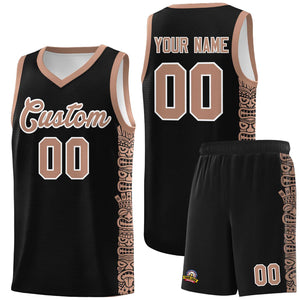 Custom Black Teabrown Personalized Indians Pattern Sets Sports Uniform Basketball Jersey