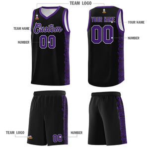 Custom Black Purple Personalized Indians Pattern Sets Sports Uniform Basketball Jersey