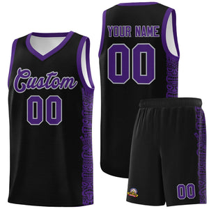 Custom Black Purple Personalized Indians Pattern Sets Sports Uniform Basketball Jersey