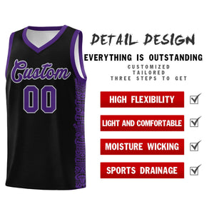 Custom Black Purple Personalized Indians Pattern Sets Sports Uniform Basketball Jersey