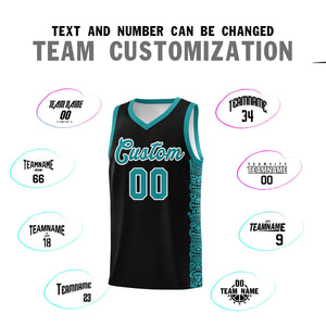 Custom Black Aqua Personalized Indians Pattern Sets Sports Uniform Basketball Jersey