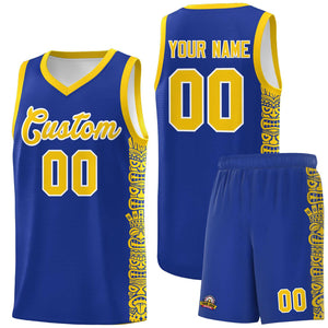 Custom Royal Gold Personalized Indians Pattern Sets Sports Uniform Basketball Jersey