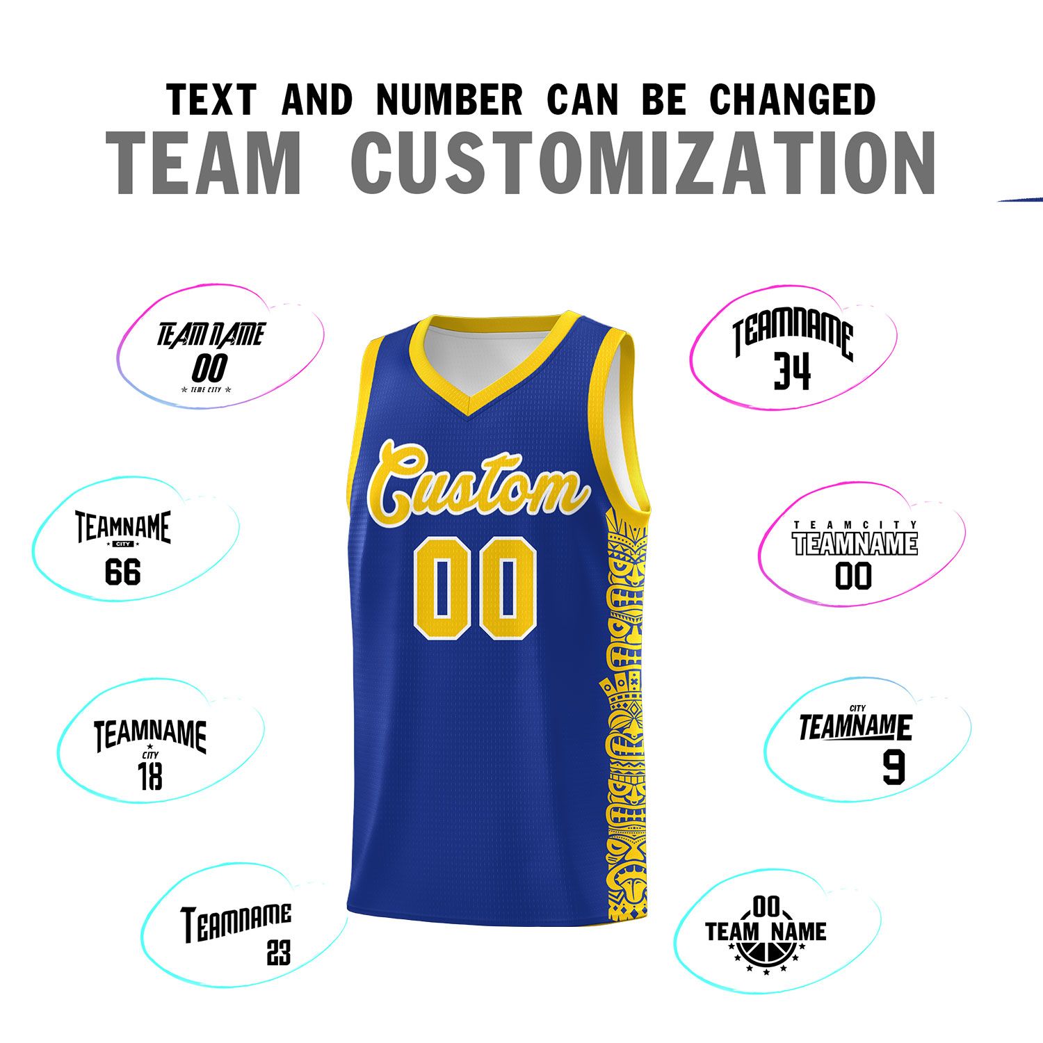 Custom Royal Gold Personalized Indians Pattern Sets Sports Uniform Basketball Jersey