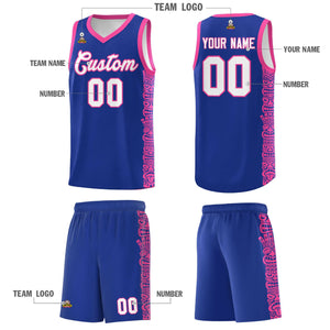 Custom Royal Pink Personalized Indians Pattern Sets Sports Uniform Basketball Jersey